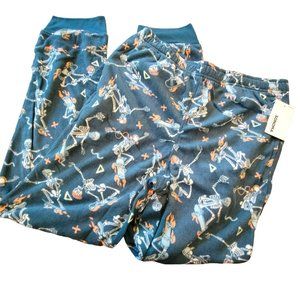 Fleece Pajama Jogger Pants Green Skeleton Skateboarding Boys XL 18-20 JJ2077